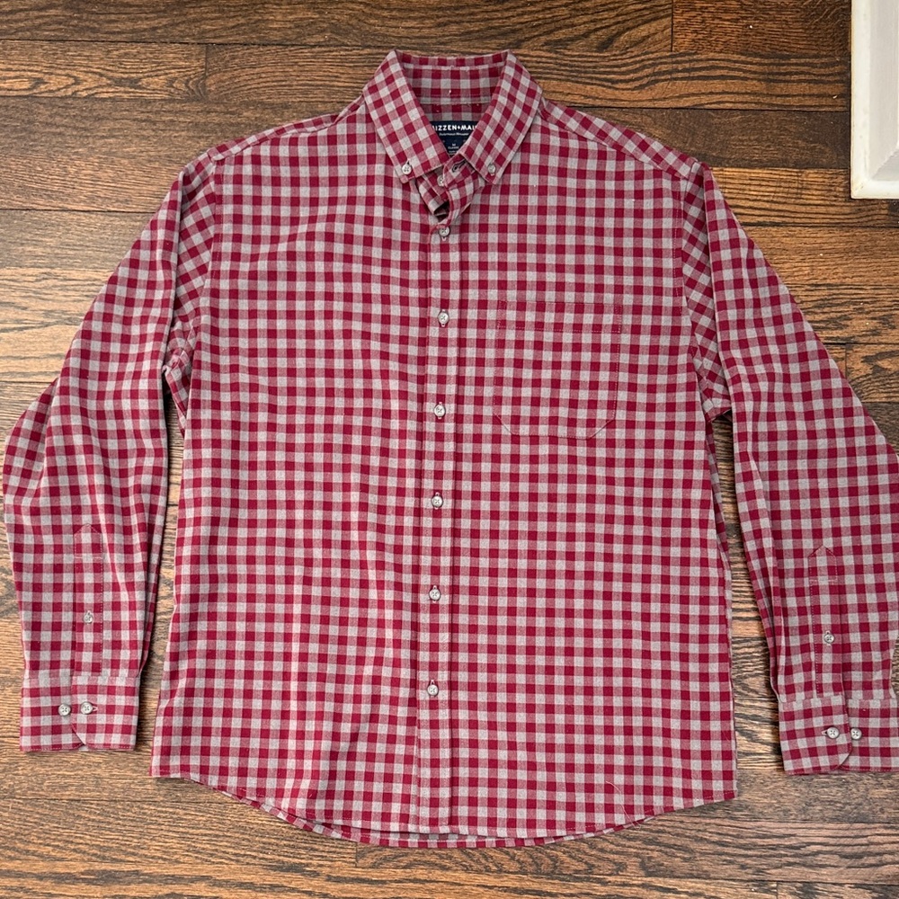 Mizzen+Main Red and White Checkered Shirt